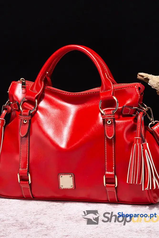 PU Leather Handbag with Tassels