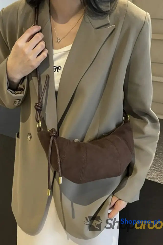 PU Leather Strap Suede Shoulder Bag