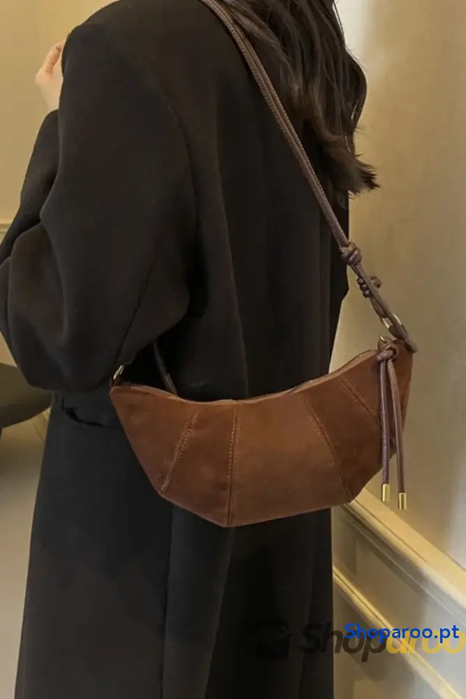 PU Leather Strap Suede Shoulder Bag