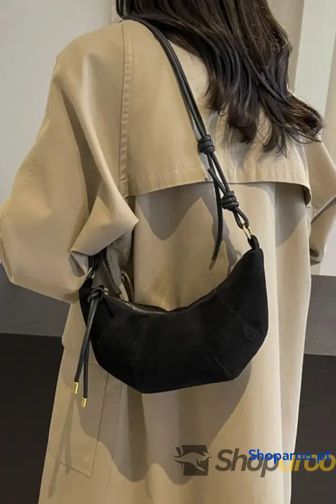 PU Leather Strap Suede Shoulder Bag