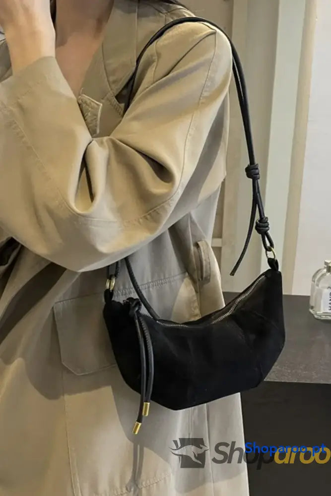 PU Leather Strap Suede Shoulder Bag