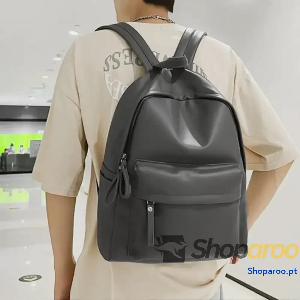 PU Leather Zip Backpack Bag