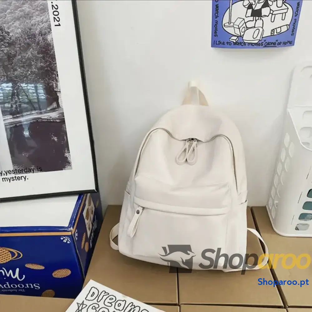 PU Leather Zip Backpack Bag