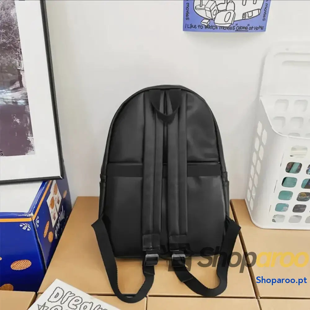 PU Leather Zip Backpack Bag