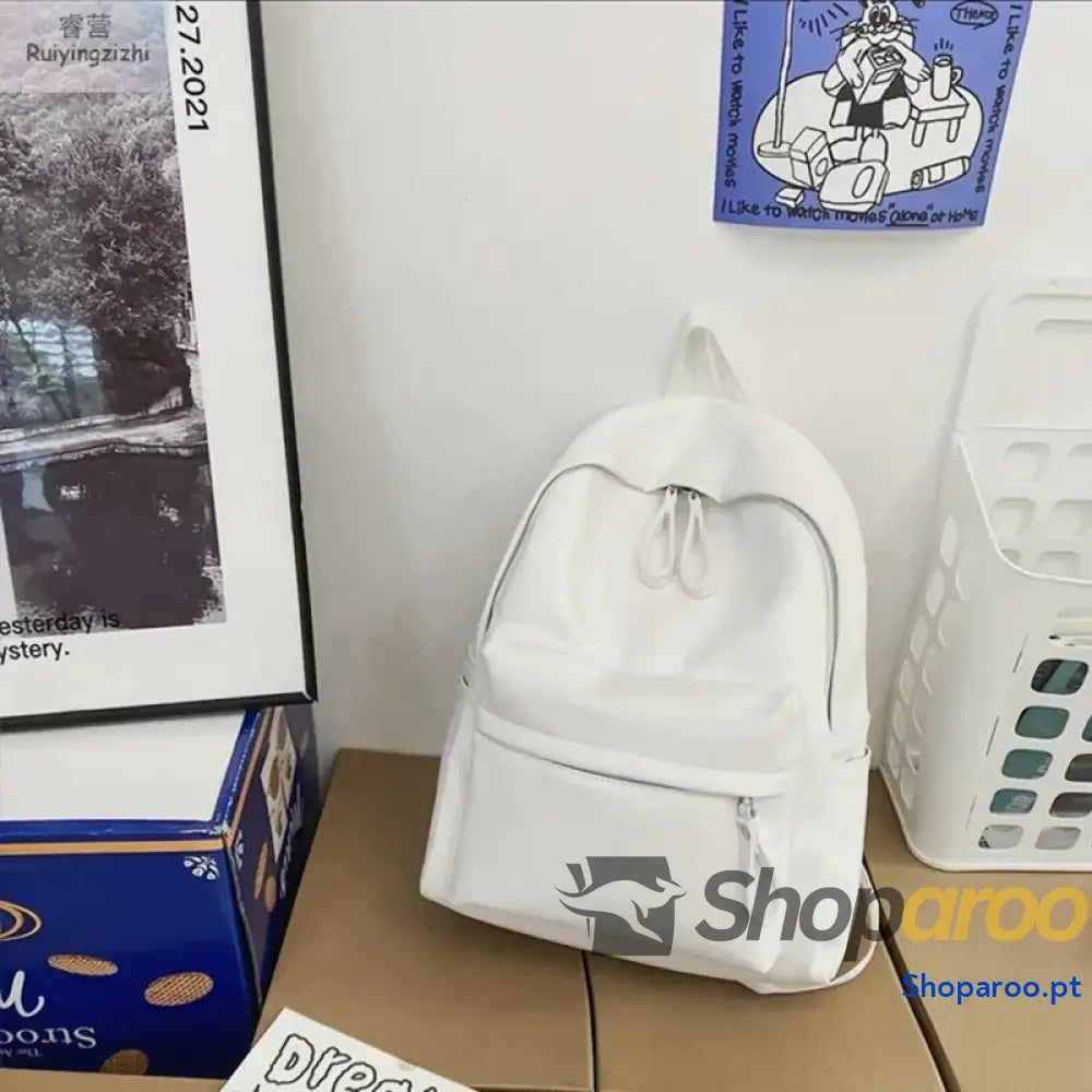PU Leather Zip Backpack Bag
