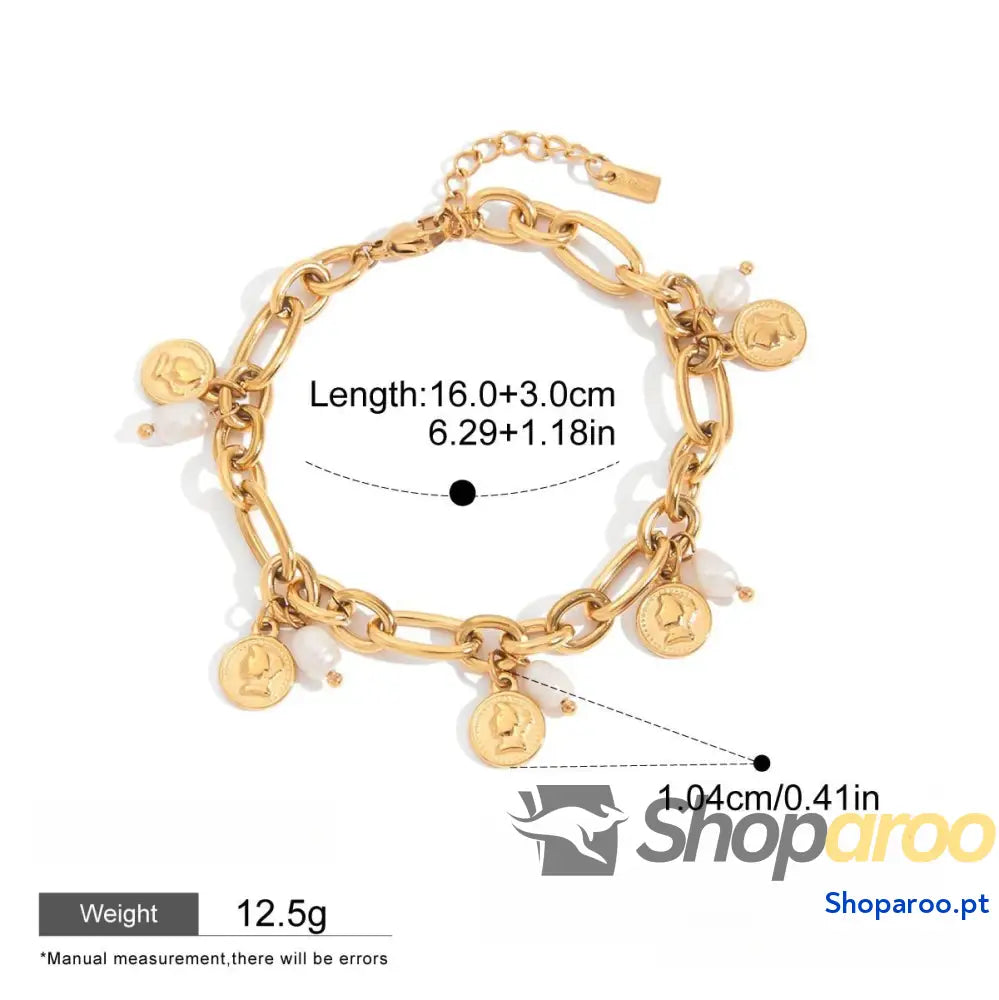 Pulseira de Luxo em Ouro 18K (banhado) com Design Elegante