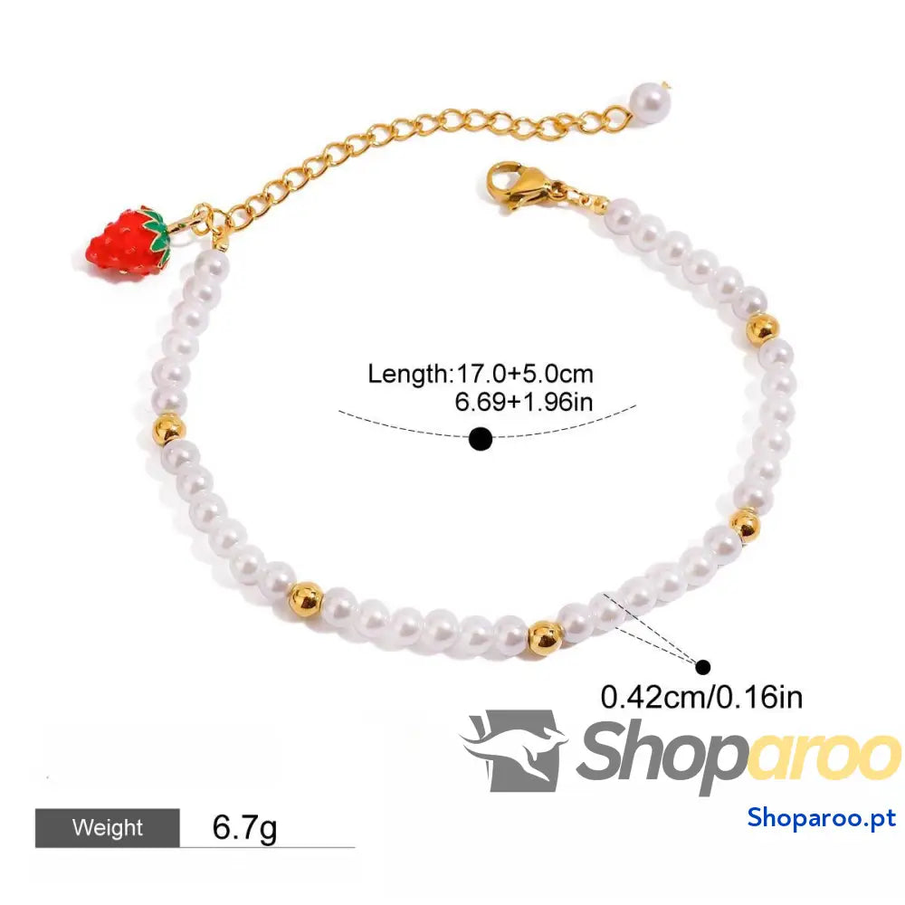 Pulseira de Pérolas Luxuosas em Ouro 18K (Banhado)