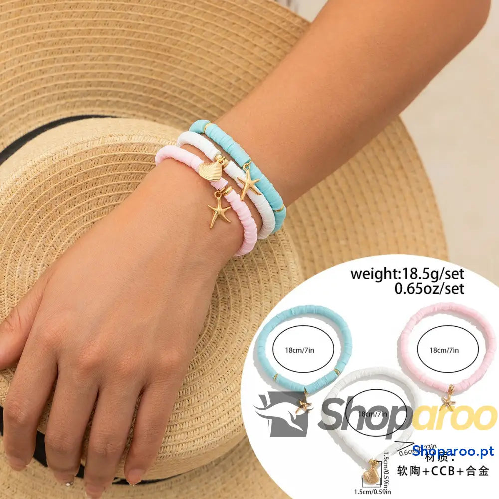 Pulseira de TornozeloTurquesa e Concha para Verão
