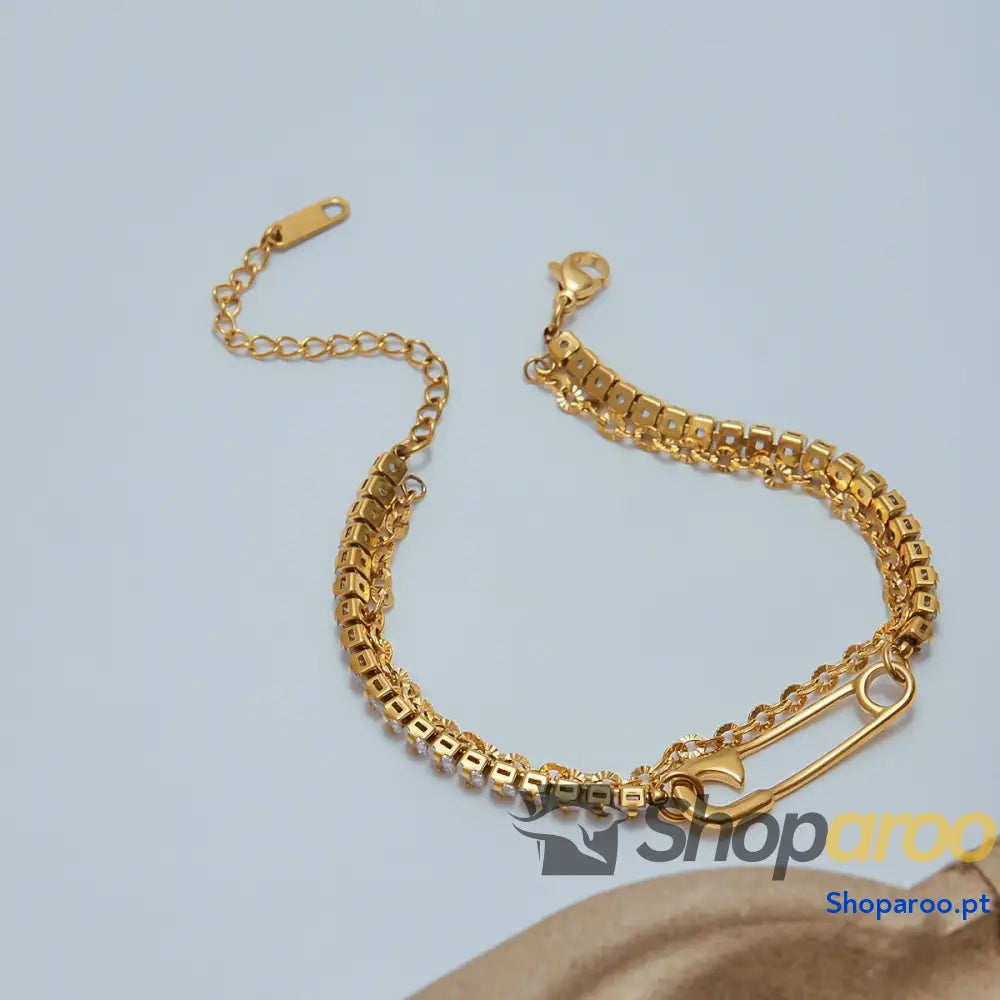 Pulseira de Zircónia Alta Qualidade em Ouro 18K