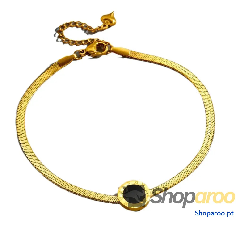 Pulseira luxuosa em ouro 18k (banhado) com numeração romana clássica