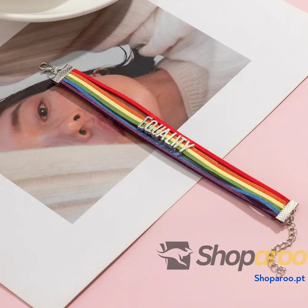 Pulseira Multicamadas Arco-Íris com Letras LGBT