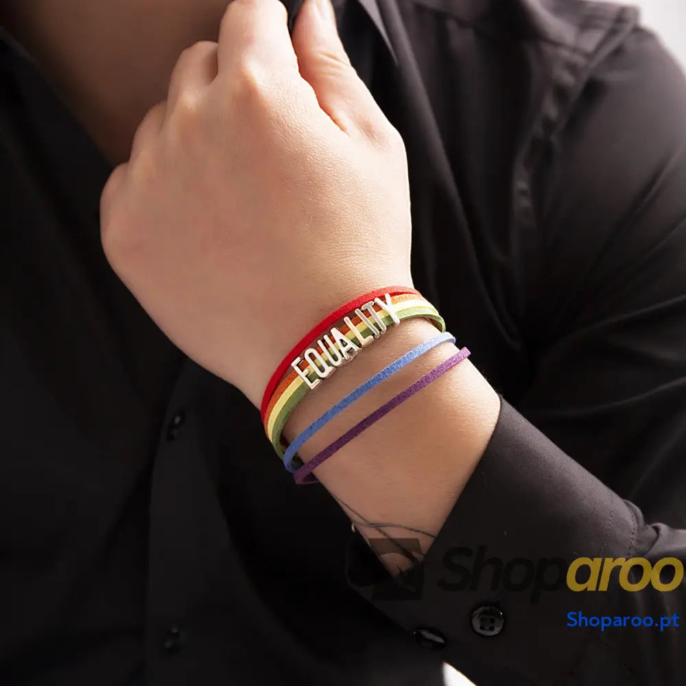 Pulseira Multicamadas Arco-Íris com Letras LGBT