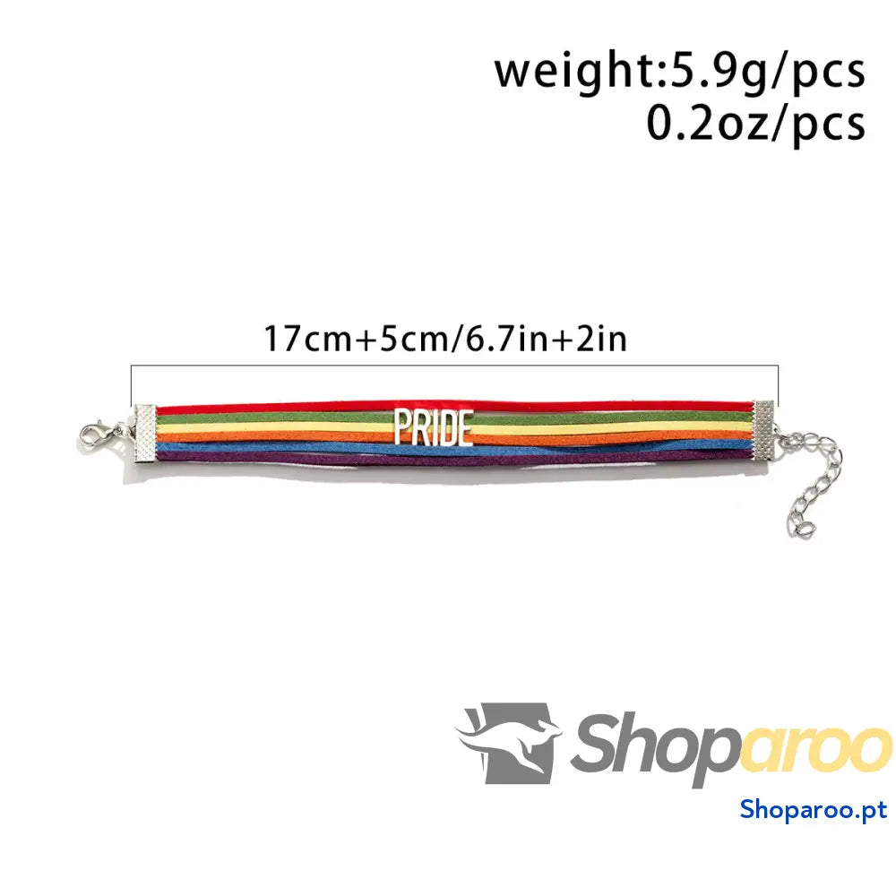 Pulseira Multicamadas Arco-Íris com Letras LGBT