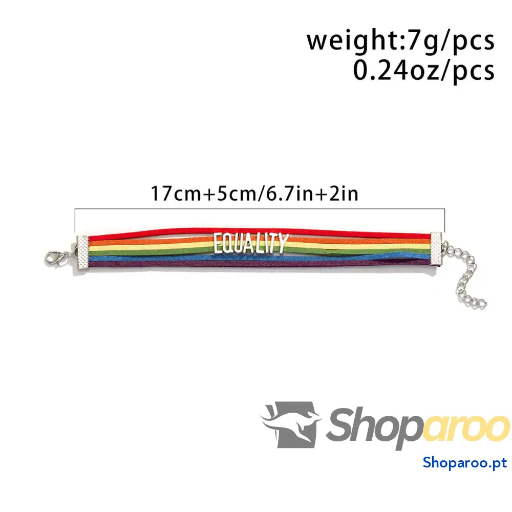 Pulseira Multicamadas Arco-Íris com Letras LGBT