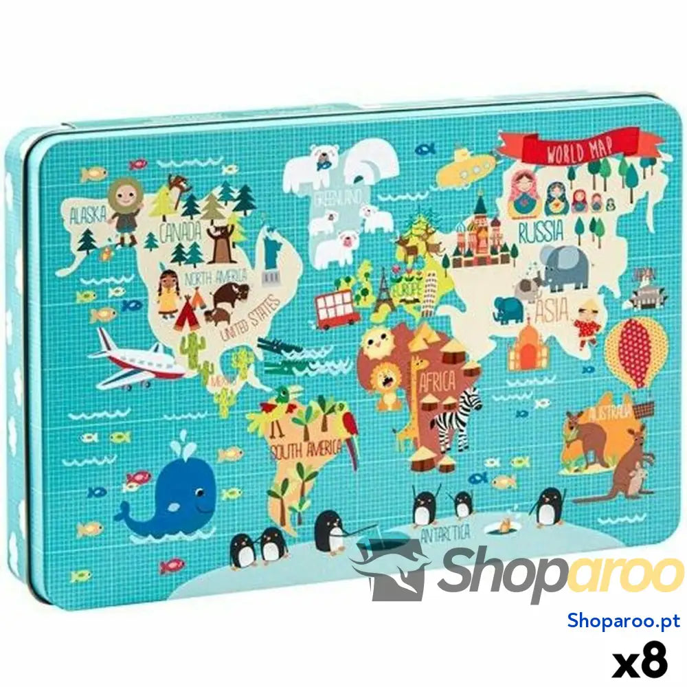 Puzzle Apli 48 x 32 cm Mapa do Mundo 24 Peças (8 Unidades)