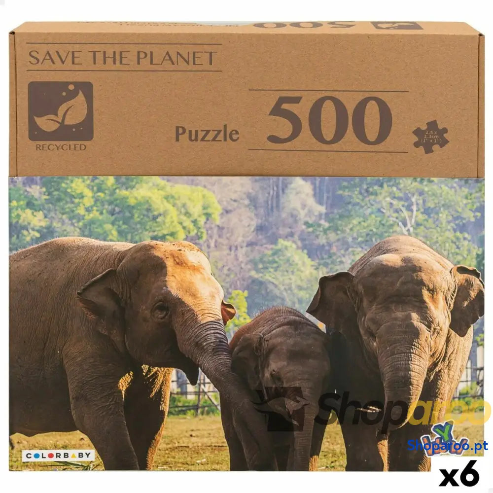 Puzzle Colorbaby Elephant 500 Peças 6 Unidades 61 x 46 0,1 cm