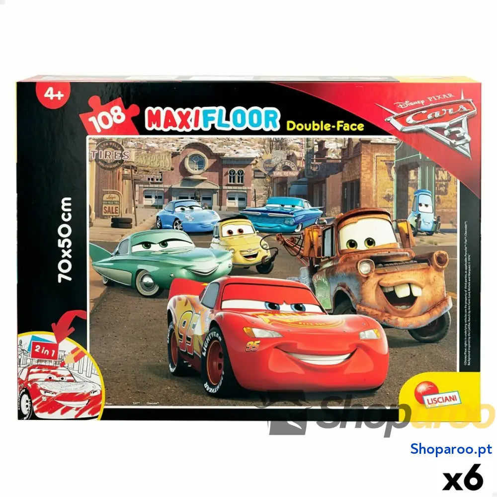 Puzzle Infantil Cars Dupla face 108 Peças 70 x 1,5 50 cm (6 Unidades)