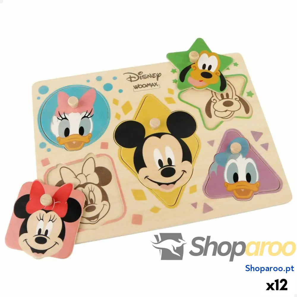 Puzzle Infantil de Madeira Disney + 2 Anos 5 Peças (12 Unidades)