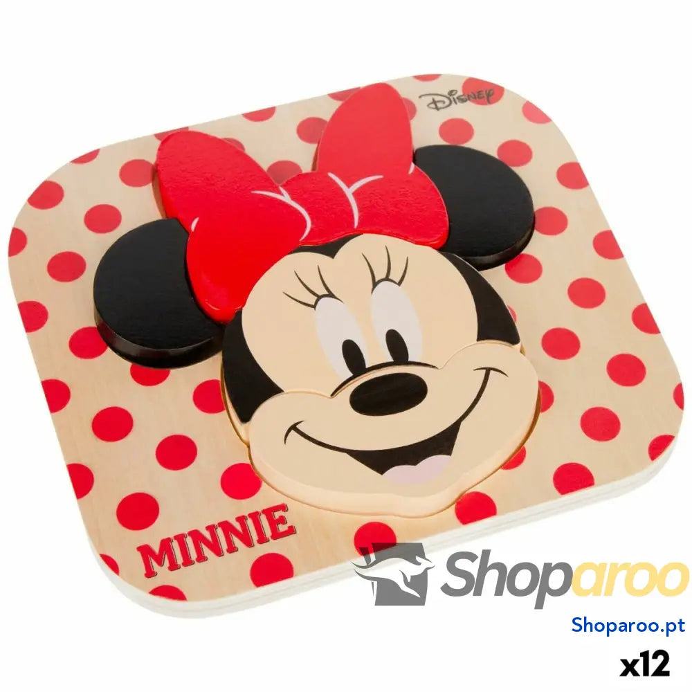 Puzzle Infantil de Madeira Disney Minnie Mouse + 12 Meses 6 Peças (12 Unidades)