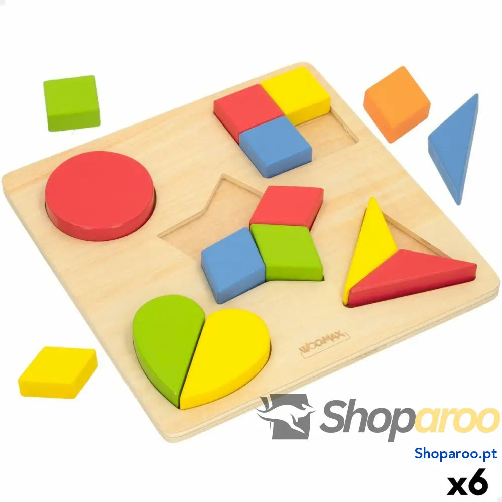 Puzzle Infantil de Madeira Woomax Formas + 12 Meses 16 Peças (6 Unidades)