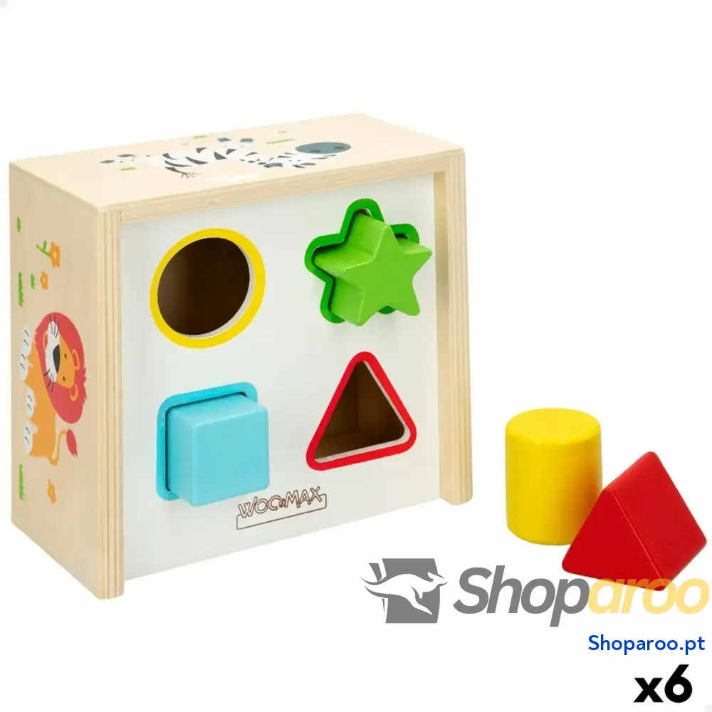 Puzzle Infantil de Madeira Woomax Formas 13,5 x 7,5 x 13 cm (6 Unidades)