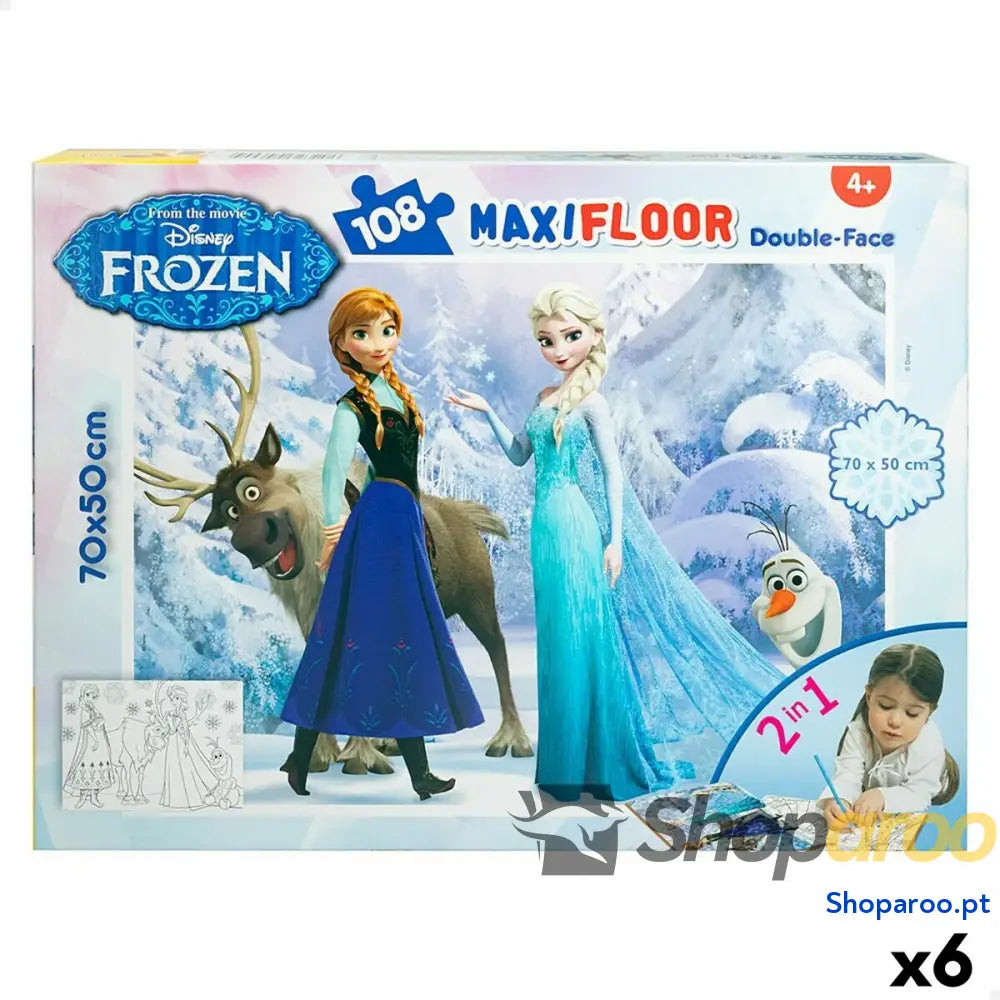 Puzzle Infantil Frozen Dupla face 108 Peças 70 x 1,5 50 cm (6 Unidades)