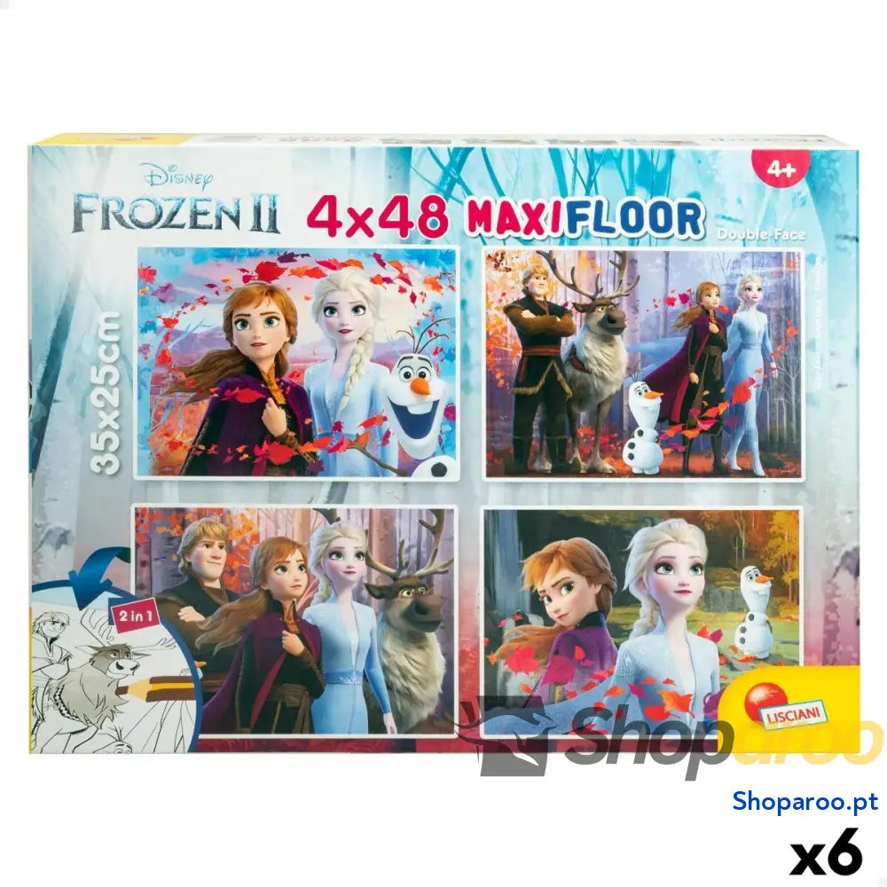 Puzzle Infantil Frozen Dupla face 4 em 1 48 Peças 35 x 1,5 25 cm (6 Unidades)
