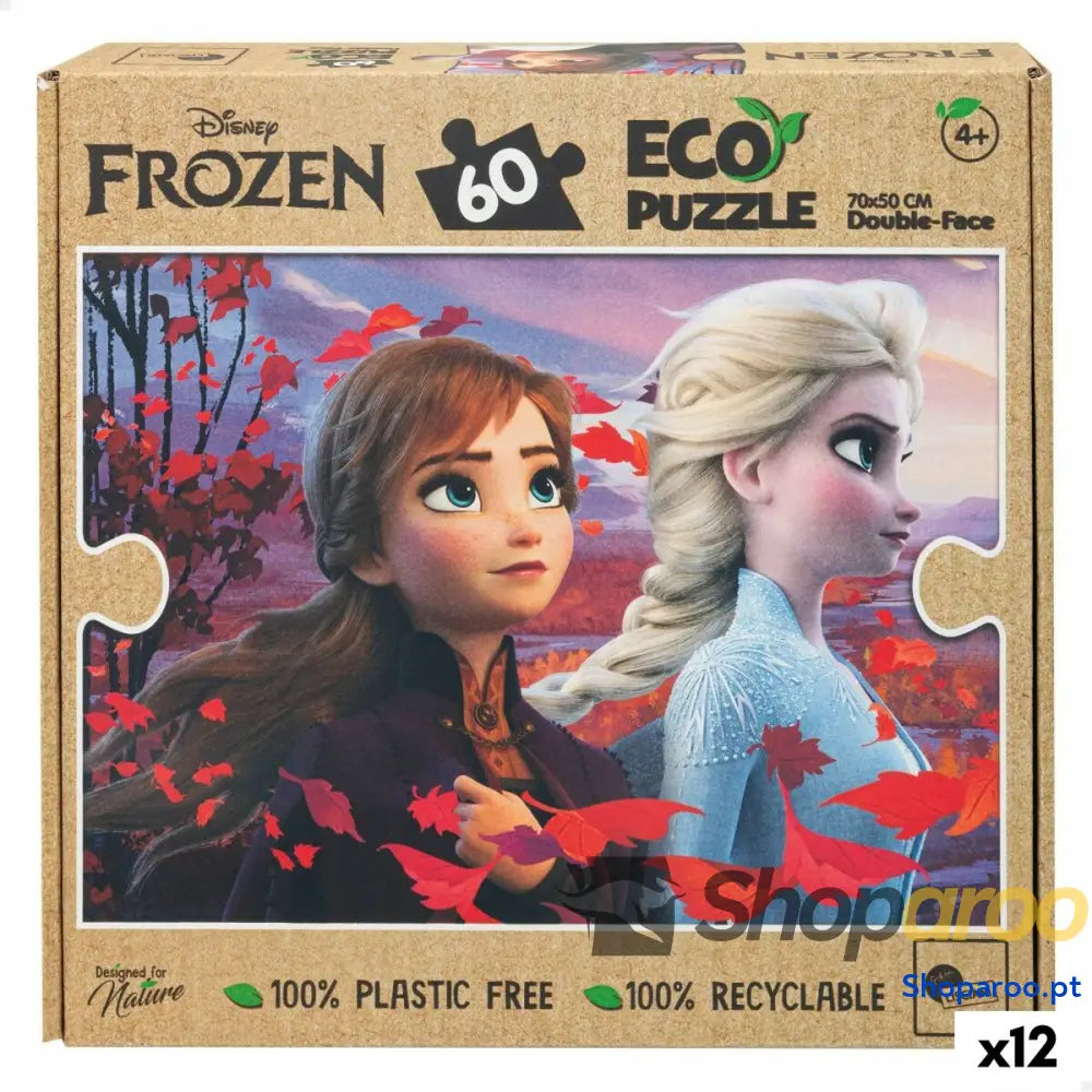 Puzzle Infantil Frozen Dupla face 60 Peças 70 x 1,5 50 cm (12 Unidades)