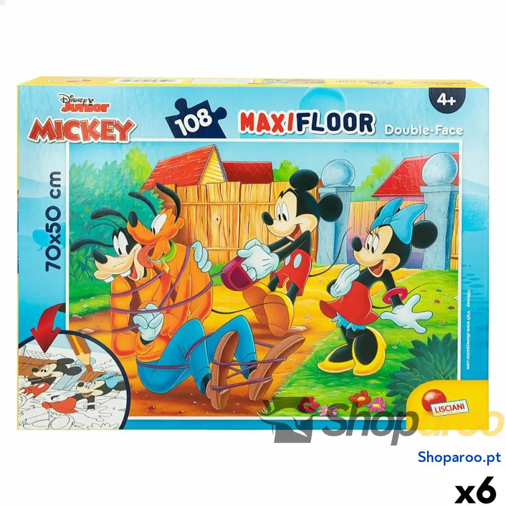 Puzzle Infantil Mickey Mouse Dupla face 108 Peças 70 x 1,5 50 cm (6 Unidades)
