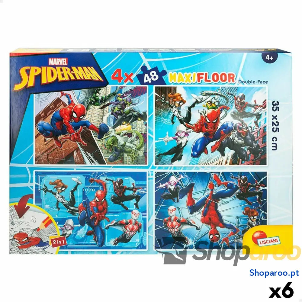 Puzzle Infantil Spider Man Dupla face 4 em 1 48 Peças 35 x 1,5 25 cm (6 Unidades)