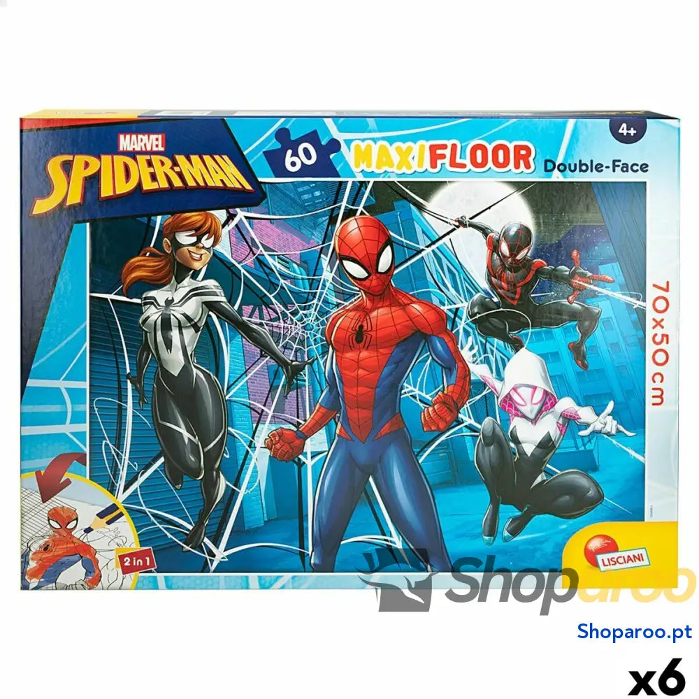 Puzzle Infantil Spider Man Dupla face 60 Peças 70 x 1,5 50 cm (6 Unidades)