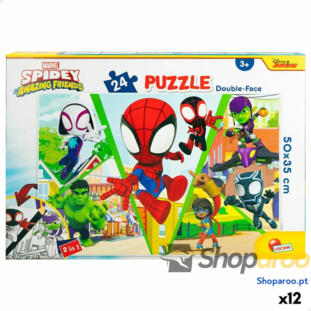 Puzzle Infantil Spidey Dupla face 50 x 35 cm 24 Peças (12 Unidades)
