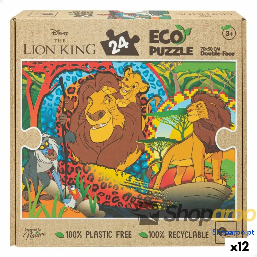 Puzzle Infantil The Lion King Dupla face 24 Peças 70 x 1,5 50 cm (12 Unidades)