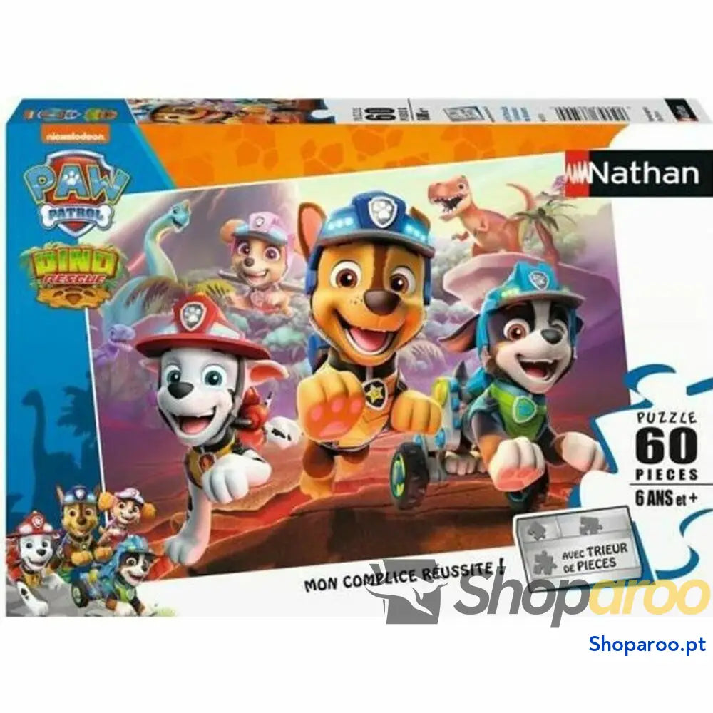 Puzzle Nathan Paw Patrol to the rescue of dinosaurs 60 Peças