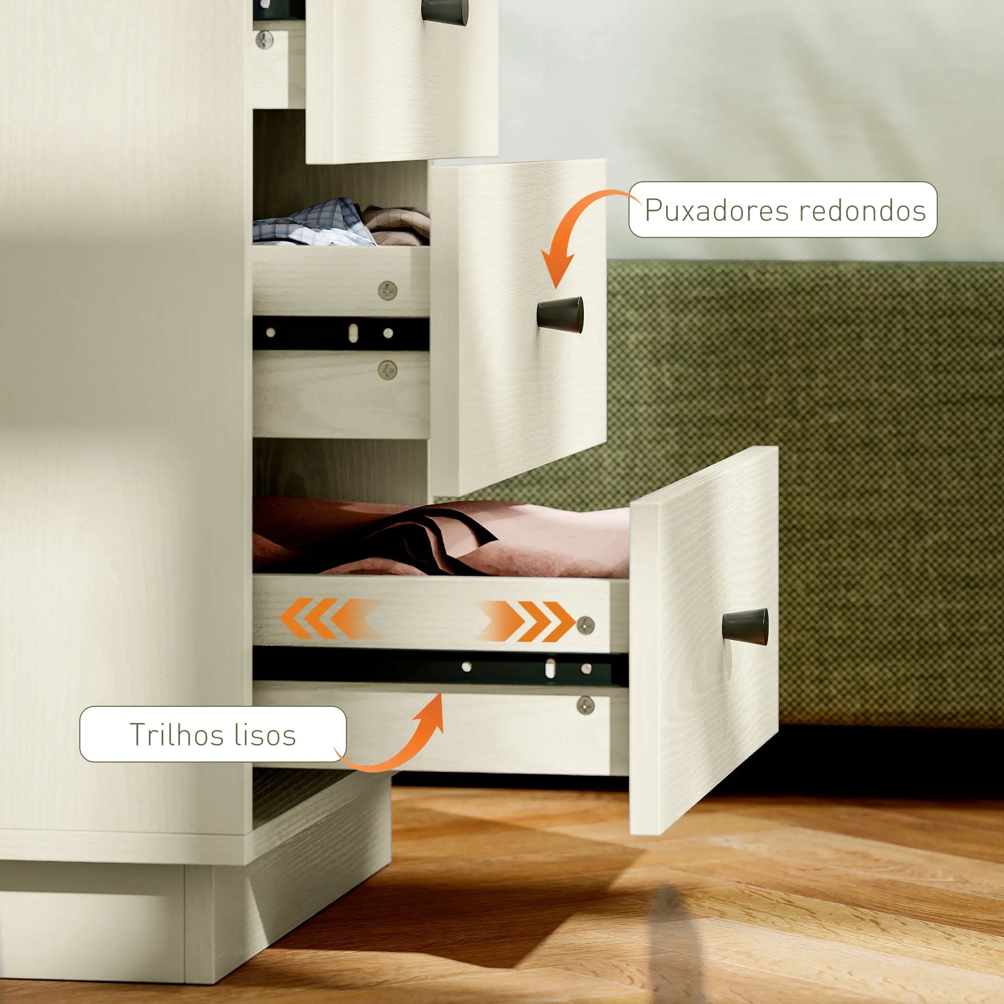Cómoda de 4 Gavetas Cómoda para Dormitório Moderna Cómoda Estreita para Sala de Estar Corredor 47x29x75 cm Branco