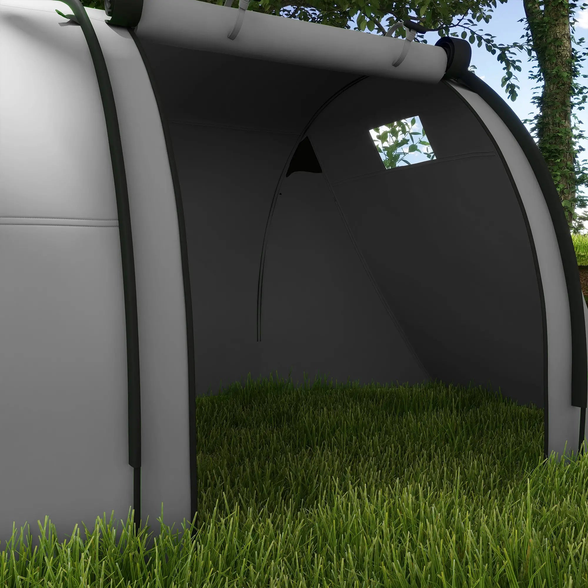 Tenda Campismo Dobrável Familiar para 3 Pessoas Impermeável Cinzento