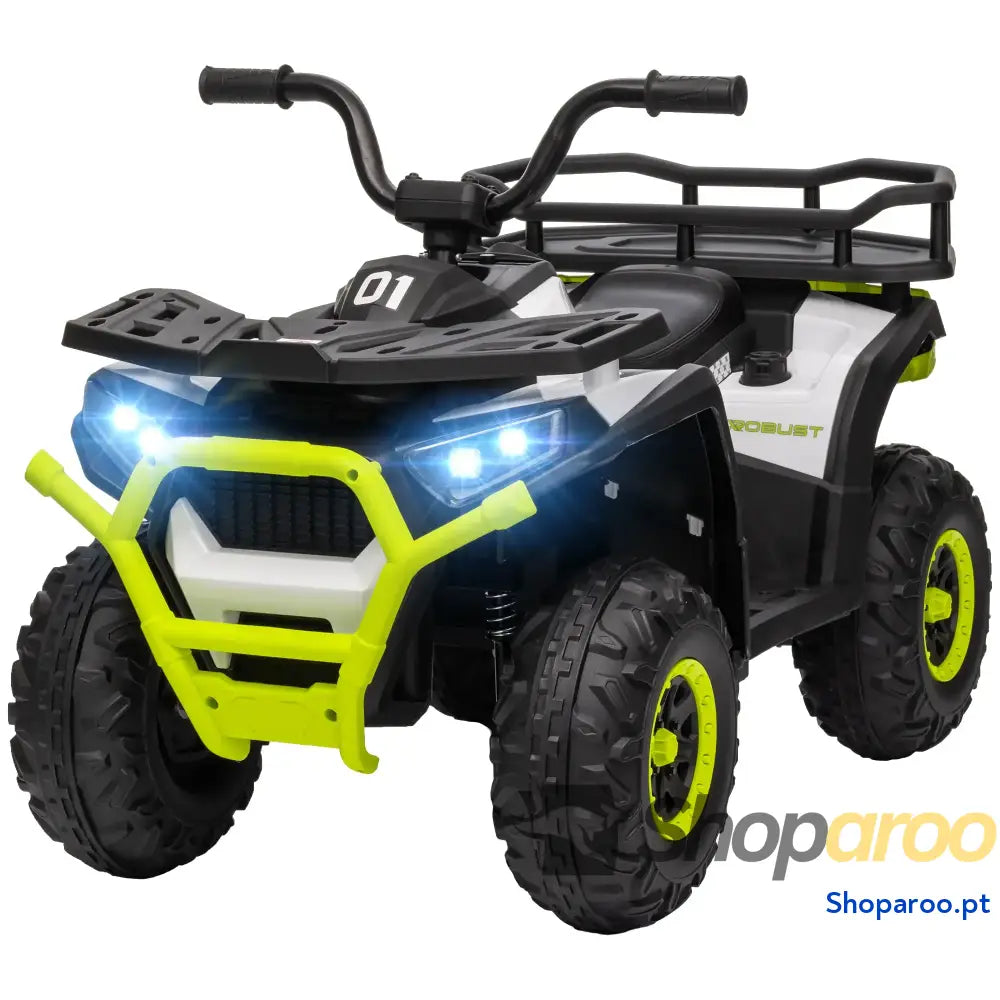 Quadriciclo Elétrico para Criança 12V Faróis Música MP3 Velocidade Ajustável e Cesta de Arrumação 88x50x57,5 cm Verde
