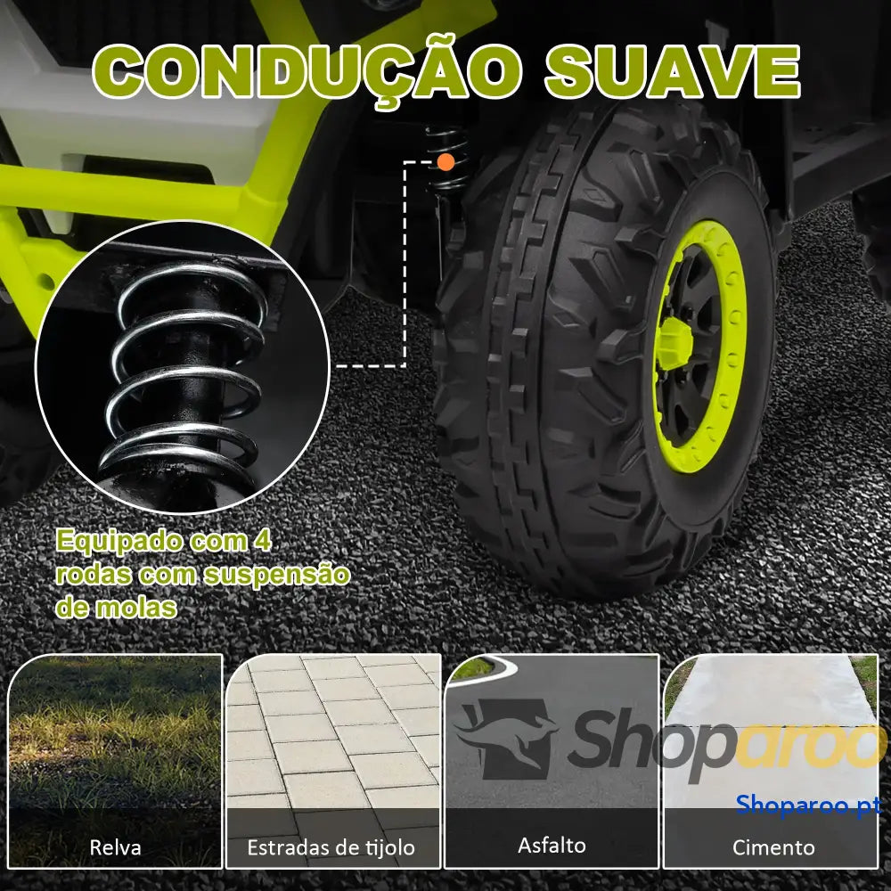Quadriciclo Elétrico para Criança 12V Faróis Música MP3 Velocidade Ajustável e Cesta de Arrumação 88x50x57,5 cm Verde