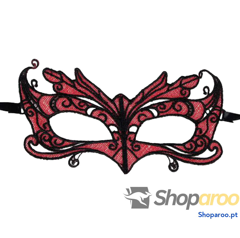 QUEEN LINGERIE - MSCARA DE RENDA COM DETALHES VERMELHOS
