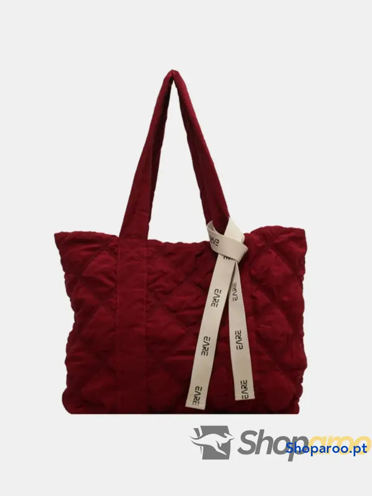 Quilted Nylon Large Tote Bag