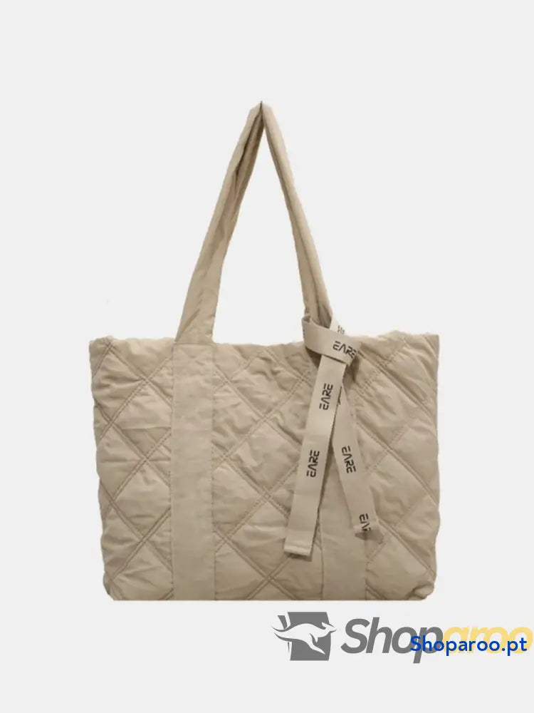 Quilted Nylon Large Tote Bag