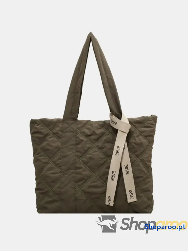 Quilted Nylon Large Tote Bag