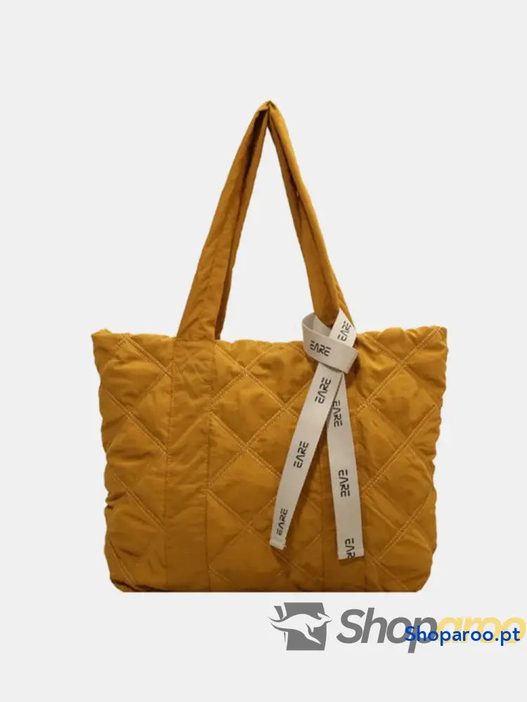 Quilted Nylon Large Tote Bag