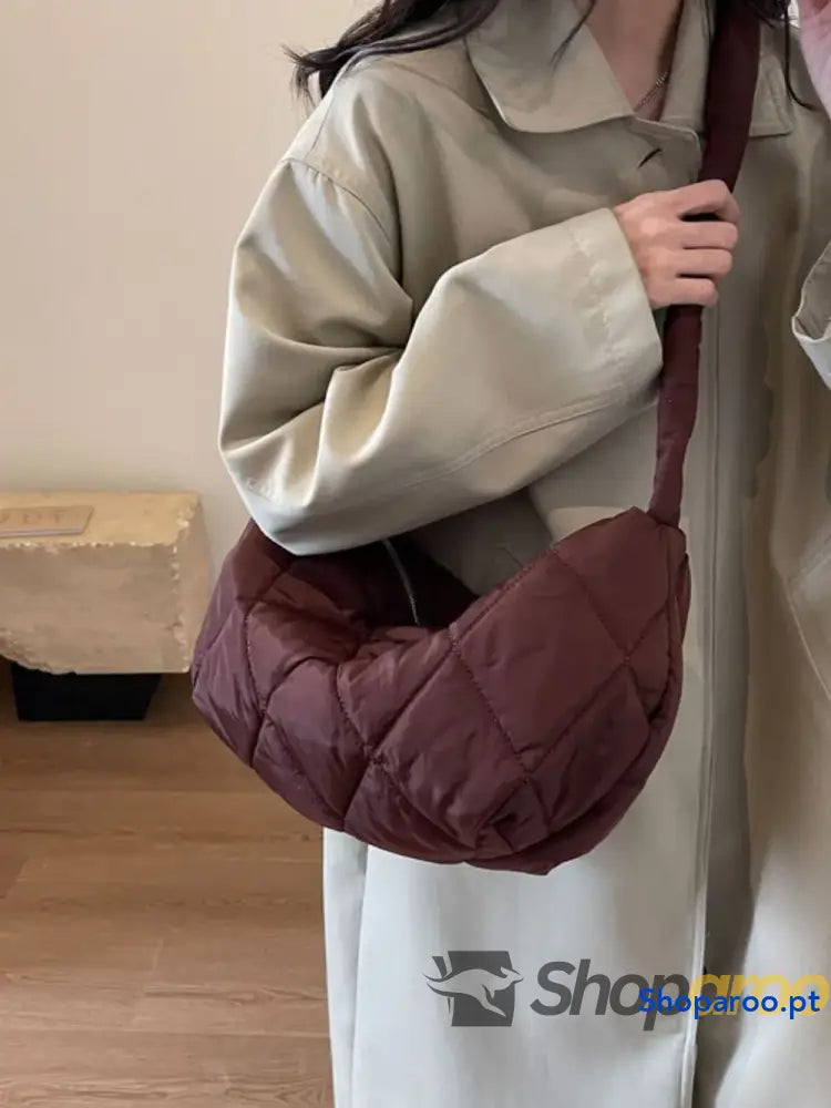 Quilted Polyester Crossbody Bag
