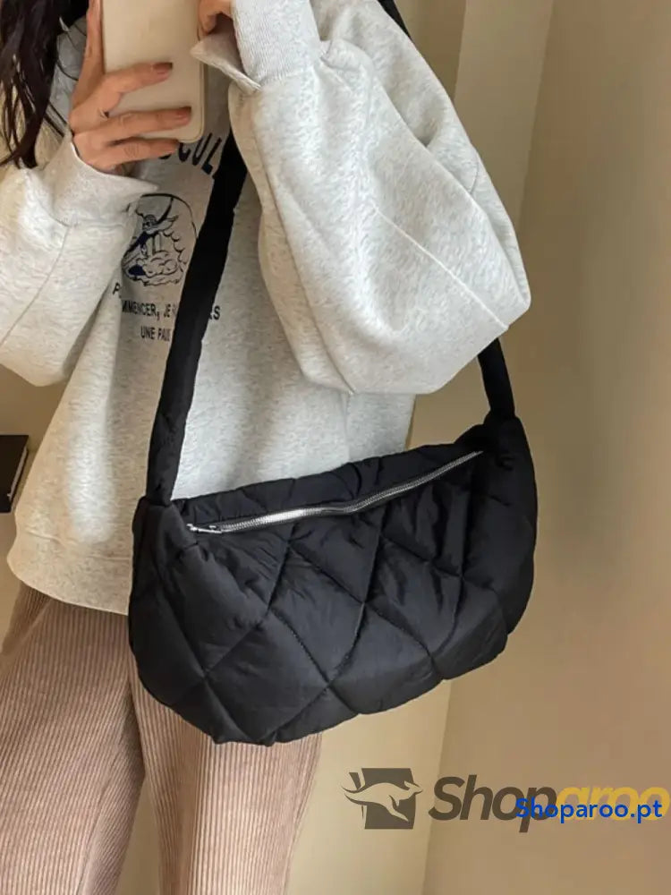 Quilted Polyester Crossbody Bag