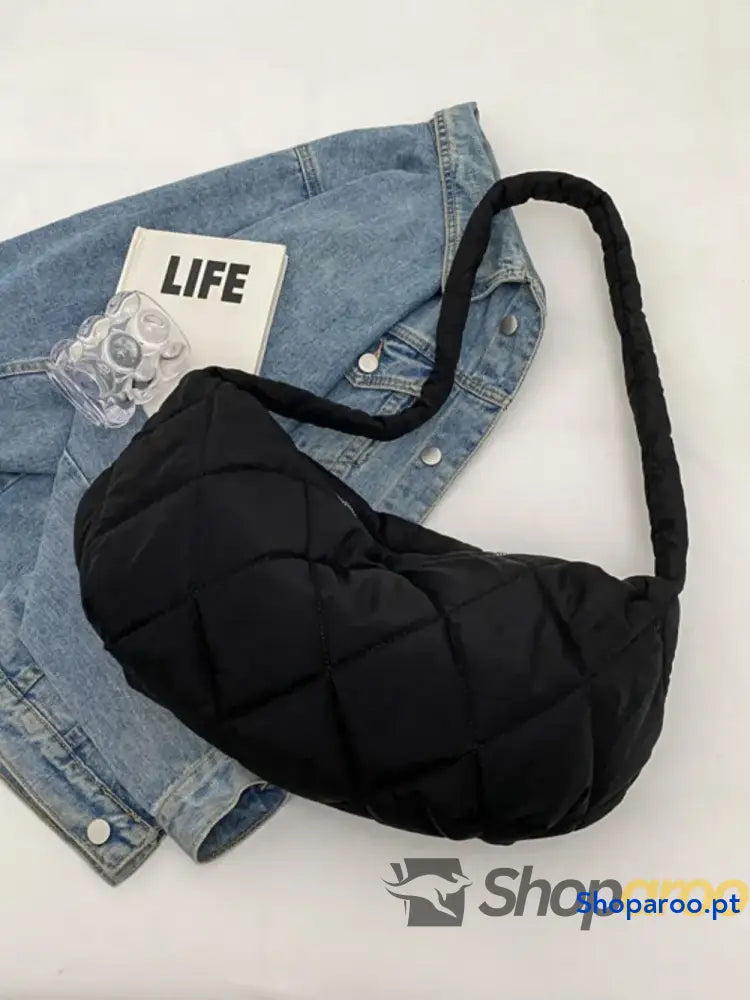 Quilted Polyester Crossbody Bag