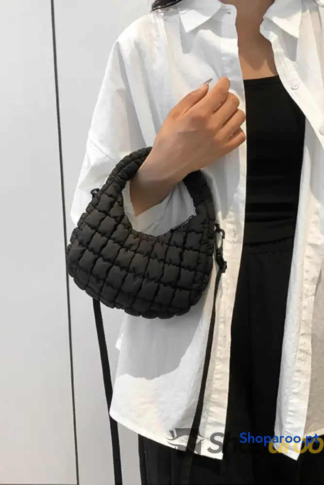 Quilted Puffy Removable Strap Crossbody Bag