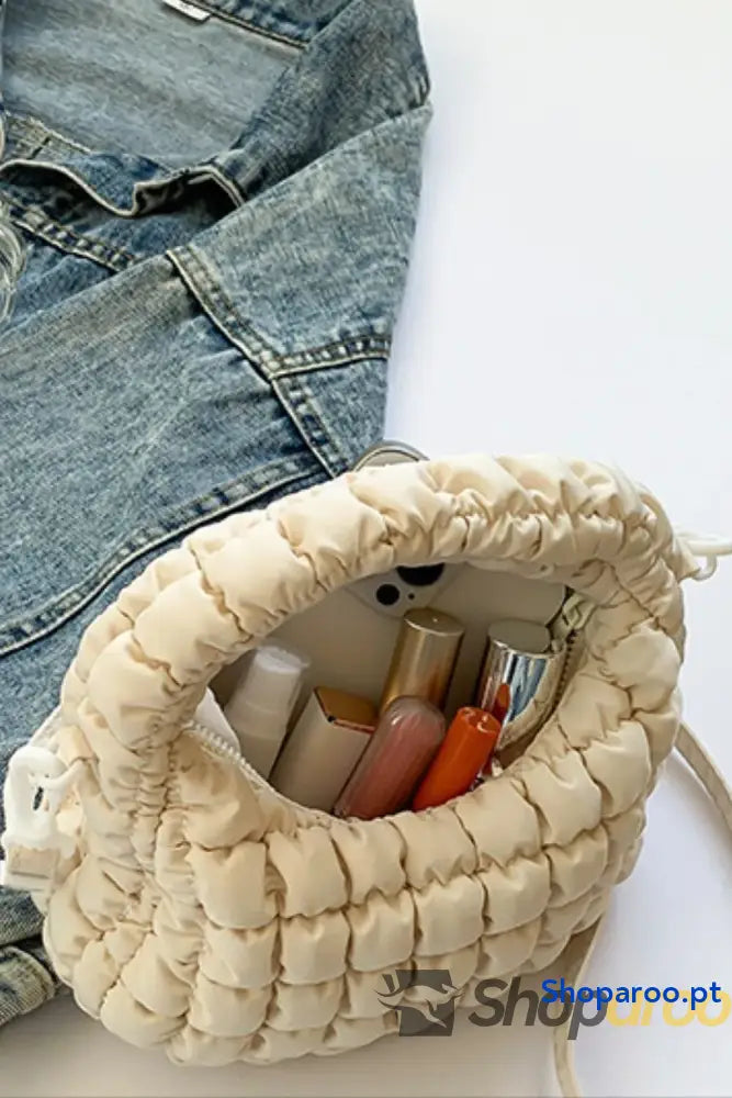 Quilted Puffy Removable Strap Crossbody Bag
