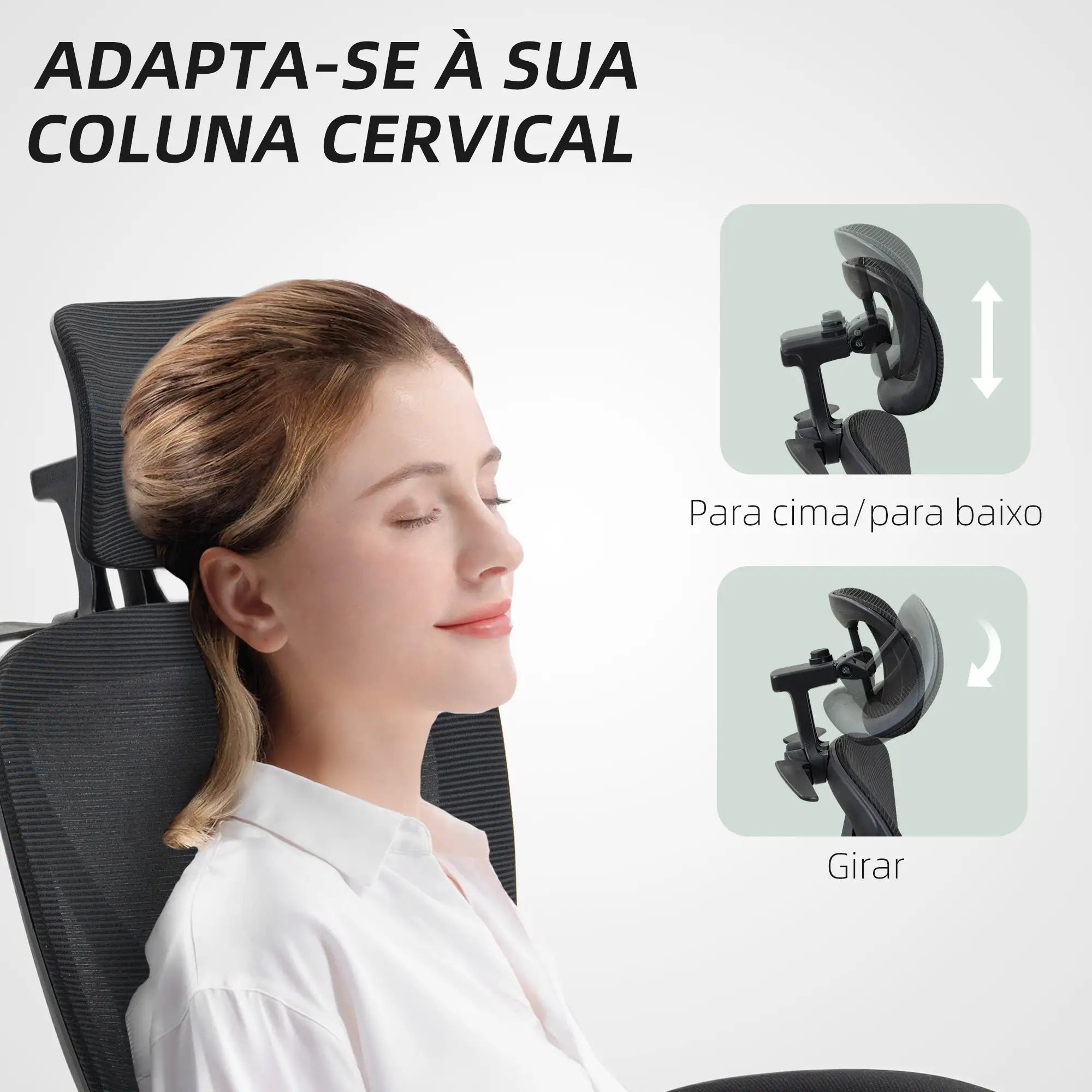 Cadeira de Escritório de Malha com Apoio para a Cabeça Suporte Lombar Apoio para os Pés Função de Inclinação 71x70x109-119 cm Preto