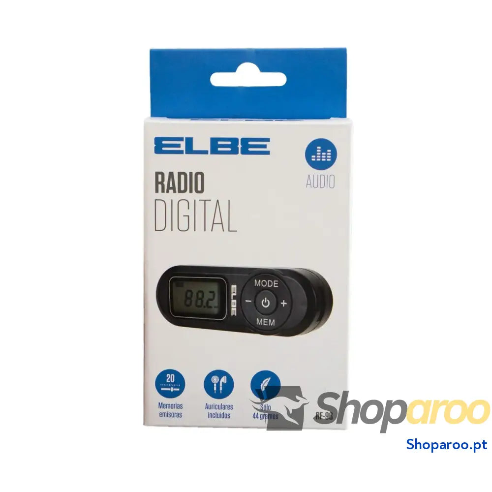Rádio Portátil Digital ELBE RF96 Preto FM